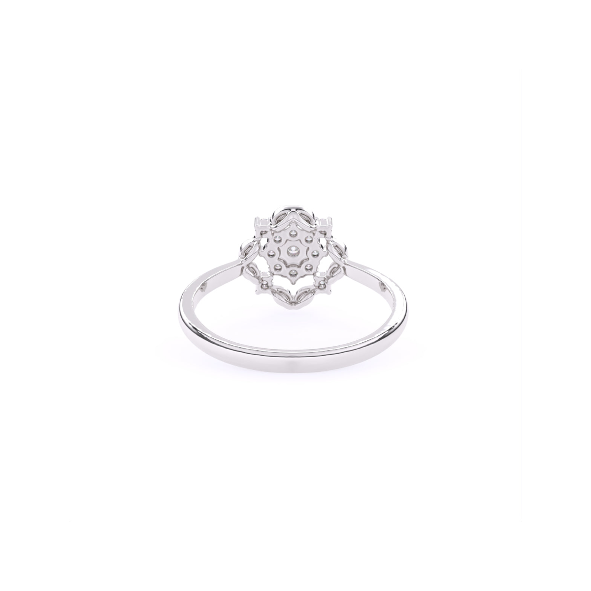 Round Fancy Geometric Pattern 14K Gold Diamond Ring